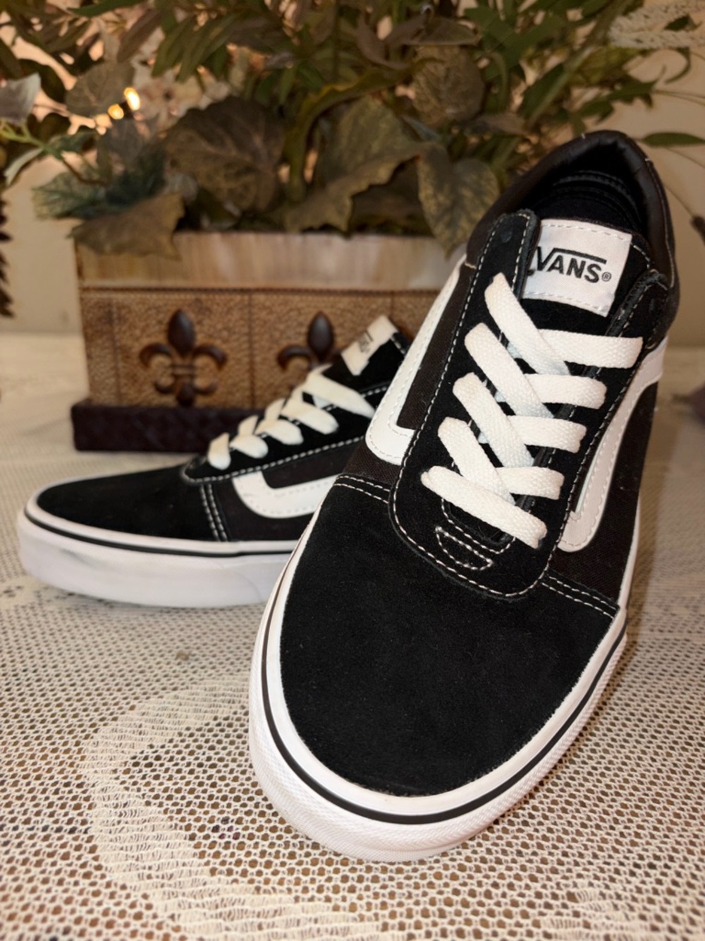 Vans Black and White Low-Top Skate Sneakers